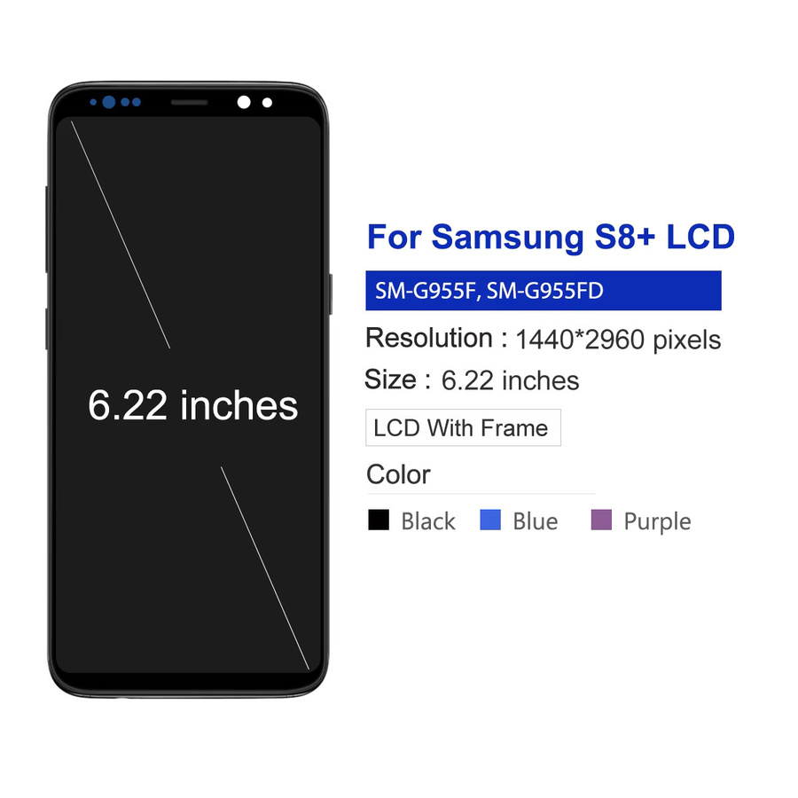 Samsung S8 Plus G955F LCD Ersatz Display mit Rahmen und Touchscreen in Schwarz oder Blau - Bild 2