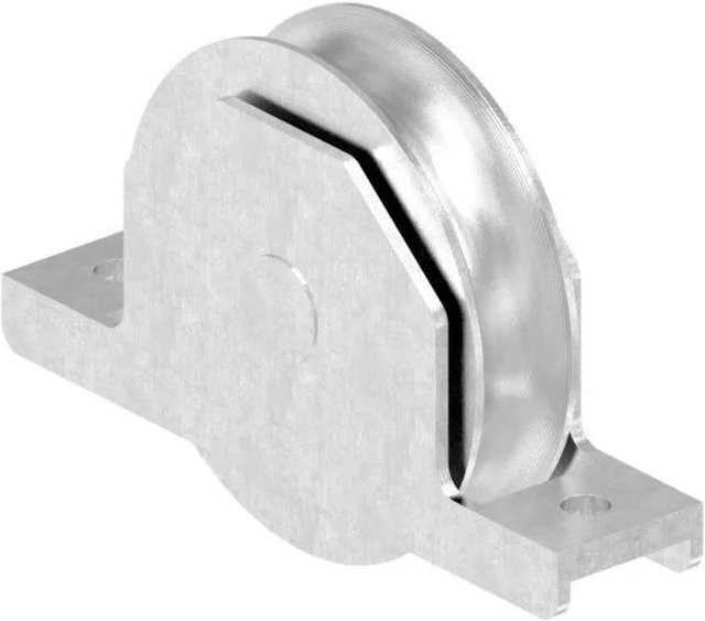 FeNau Schiebetorrolle aus Edelstahl V2A in Silber mit Rundrille und Bügel, Durchmesser: 98 mm - Bild 1