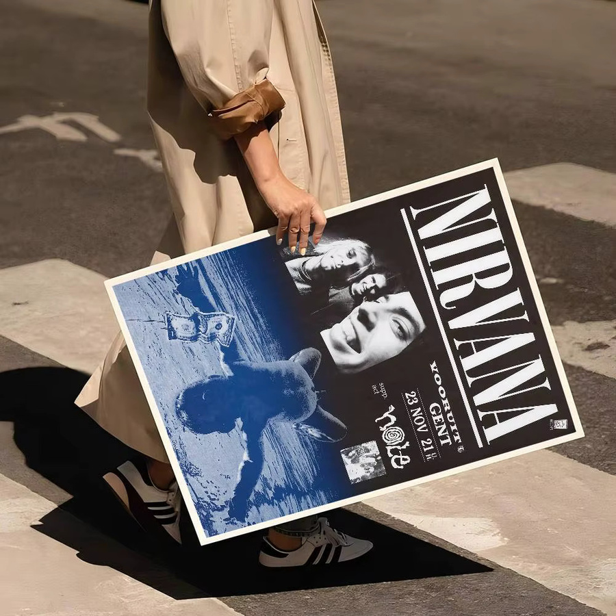 Vintage Nirvana Kurt Cobain Poster von Potdemiel in Whitepaper-Druck als dekoratives Kunstwerk in Multicolor - Bild 3