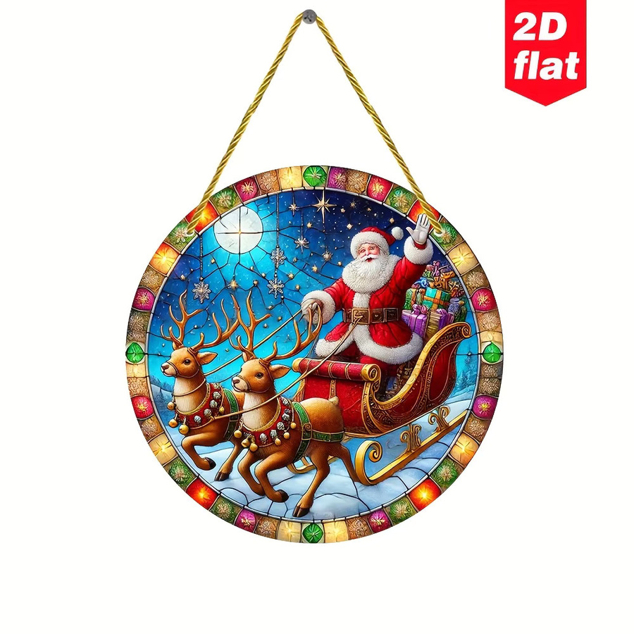 Potdemiel Sonnenfänger mit Weihnachtsmann-Motiv aus Acryl in Multicolor als dekoratives Hängeschild für Weihnachten - Bild 2