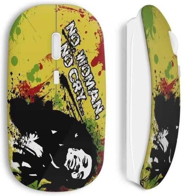 MANIACASE Kabellose Maus Bob Marley Design Multicolor mit Wi-Fi und USB-A Anschluss - Bild 1