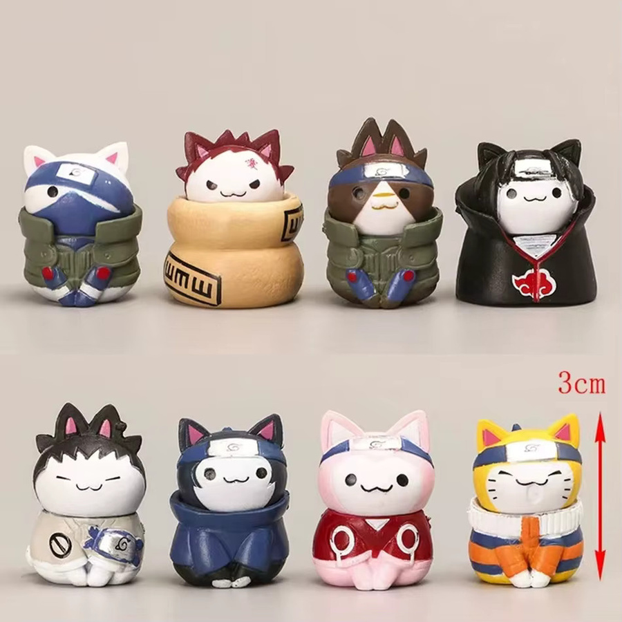 Bandai Naruto Anime Figuren Set aus PVC in Multicolor mit Kakashi, Uchiha, Itachi und Gaara als Q-Version Miniaturen für den Schreibtisch, Höhe: 3 cm - Bild 2