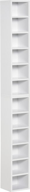 HOMCOM 2er Set CD-Ständer aus Holz in Weiß mit 12 Ablagefächern für CDs, DVDs und Bücher, B/T/H: 21 x 19,2 x 88,3 cm - Bild 1