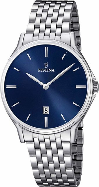Festina Herrenuhr, Quarz, Edelstahl, Schwarz, 39 mm, 5 ATM - Bild 1