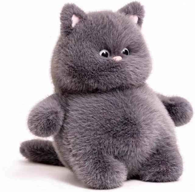 Weiße Katze Plüschtier, Stoffpuppe, 40cm, Grau - Bild 1
