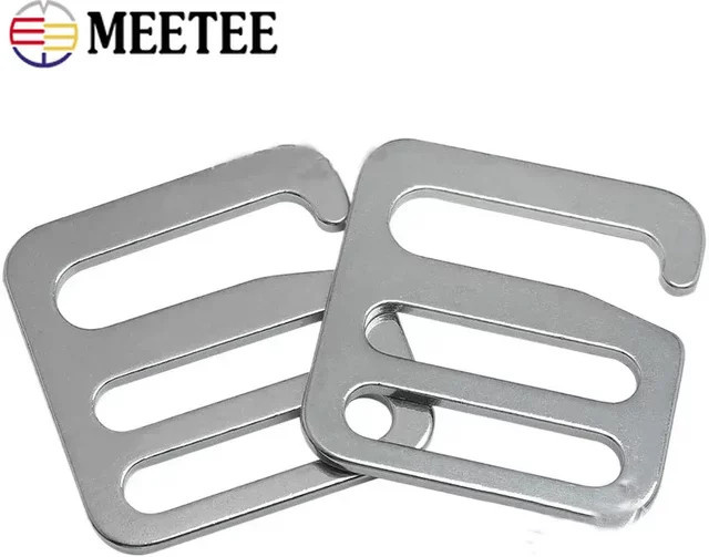 Meetee Tri-Slider-Schnalle aus Edelstahl in Silber für Rucksackgurte und Gepäcktaschen, 16-31 mm - Bild 1
