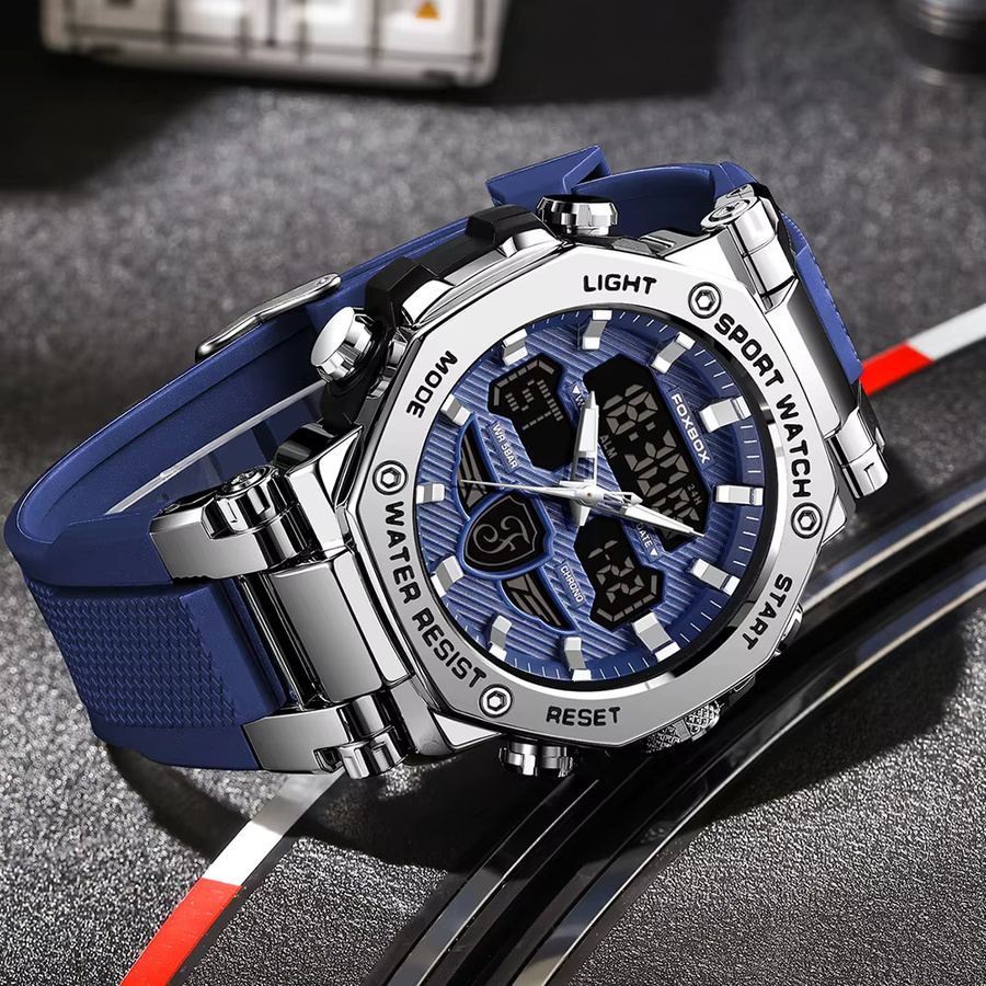 Lige Armbanduhr, Digitaluhr, Quarz, Blau, Silikon, Herren - Bild 3