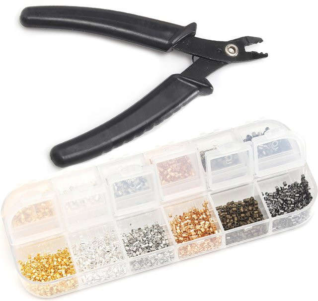 Perlen-Crimpzange und 2700 Stück Crimpperlen, 1,5 mm, 2 mm, 6 Farben - Bild 1