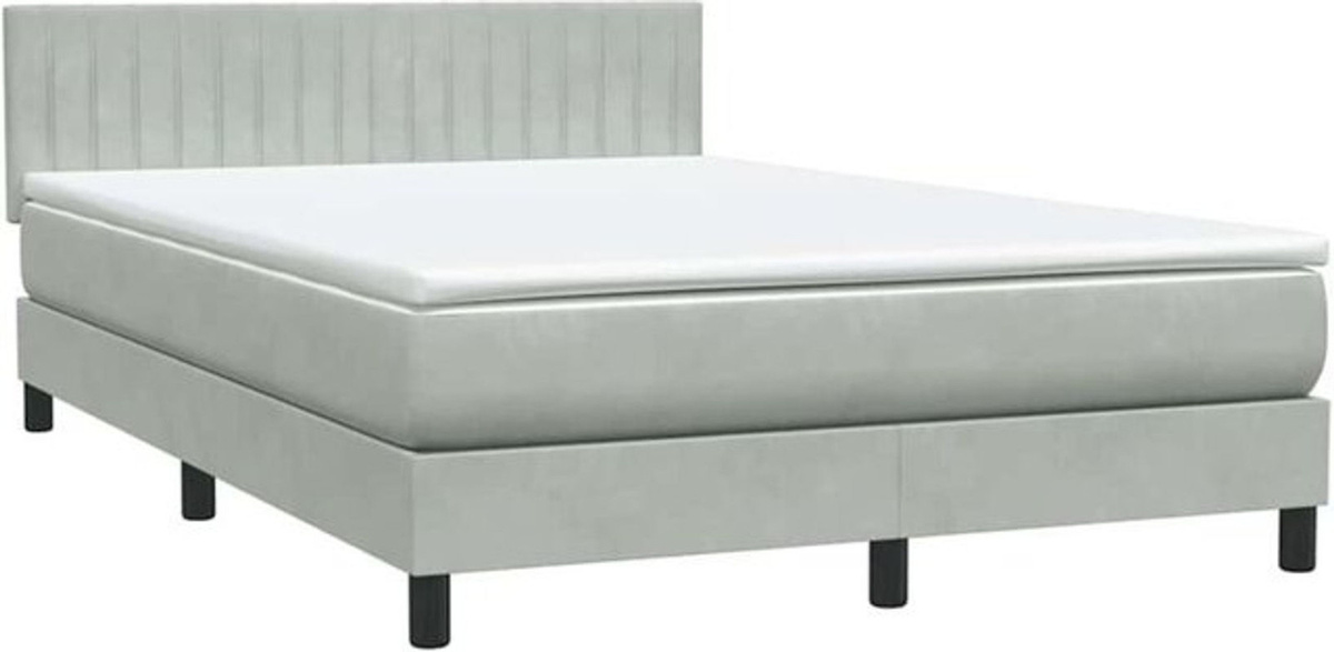 vidaxl Boxspringbett mit Matratze in Grau aus Samt, B/T/H: 160 x 220 cm - Bild 1