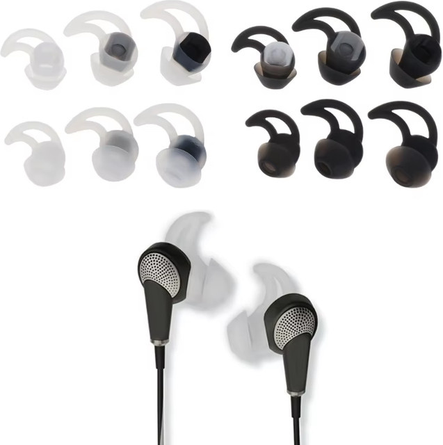 Bose Silikon Ersatz-Ohrstöpsel für QC20 QC30 und SIE2 SIE2i IE2 IE3 Kopfhörer, 3 Paar, Schwarz - Bild 1