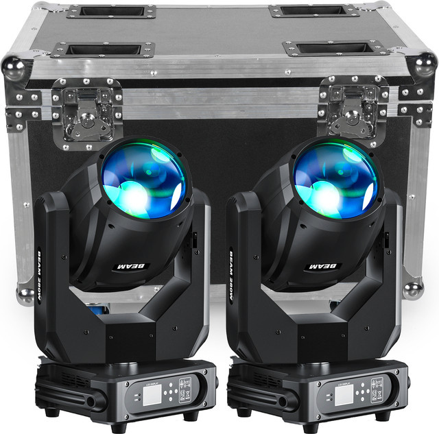 Yiflamefly 2er Set 280W 10R Beam Moving Head LED Bühnenstrahler mit 17 Gobos und 14 Farben in Schwarz inklusive Koffer für DJ und Party-Shows - Bild 1