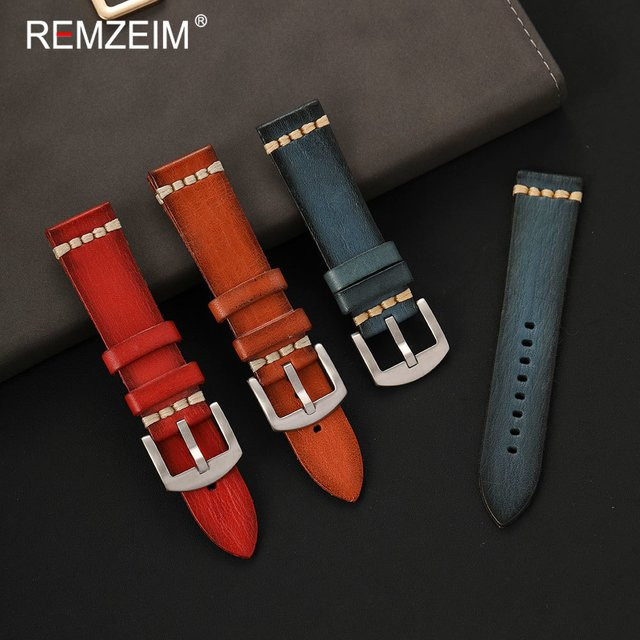 REMZEIM Uhrenarmband Echtleder, Vintage, Herren - Bild 1