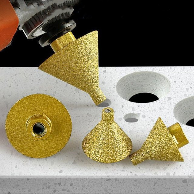 GHTYONG Diamant-Fasenfräser M14 zum Lochvergrößern und Schleifen für Granit, Marmor und Fliesen, Durchmesser: 50 mm, Farbe: Gold - Bild 1