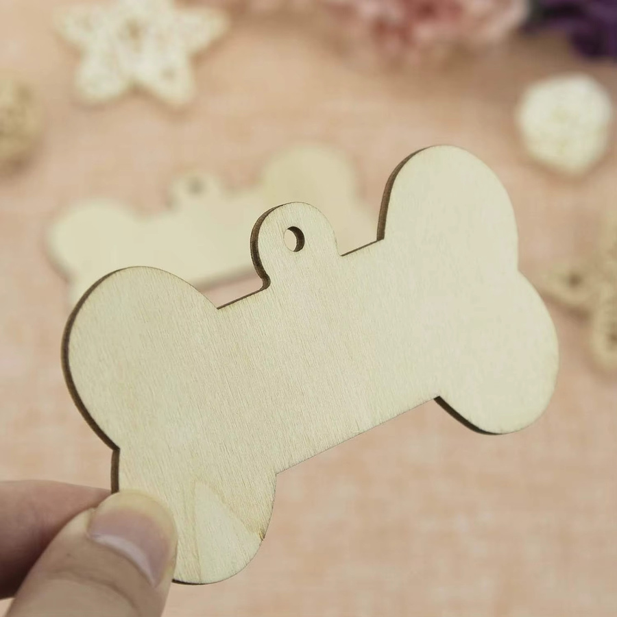 10 Stück knochenförmige Holzausschnitte in Beige für DIY-Handwerk und Dekoration - Bild 2