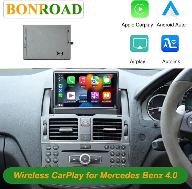 Bonroad Wireless CarPlay und Android Auto Nachrüst-Kit für Mercedes Benz C-Klasse W204, E-Klasse W212 und GLK X204 mit NTG 4.0 Schnittstelle - Bild 1