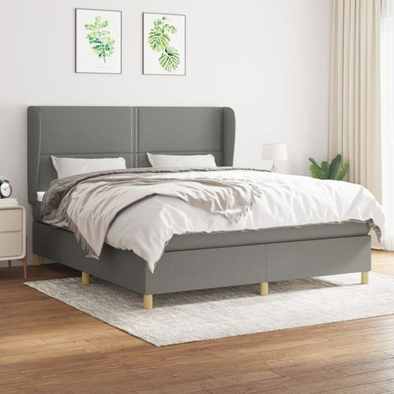 Vidaxl Boxspringbett mit Matratze aus Stoff in Grau, B/T/H: 180 x 200 x 118 cm - Bild 1