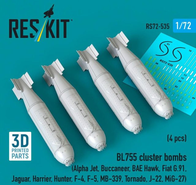 ResKit Models BL755 Cluster Bombs, 4-teiliges Set, 3D Printed - Bild 1