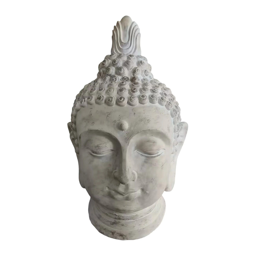 Relaxdays Buddha Kopf XXL aus Polyresin in Beigegrau, wetterfest, Höhe: 78 cm, Breite: 45 cm, Tiefe: 39 cm - Bild 2