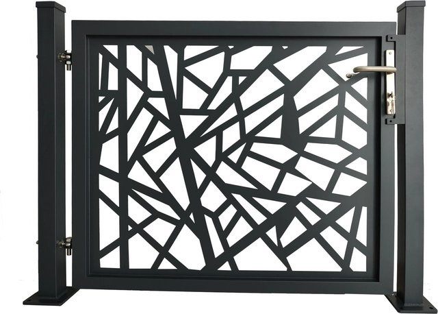 Aluminium Einzeltor Amsterdam in Anthrazit oder Schwarz mit Bodenplatte zur Oberflächenmontage B/H: 100 x 120 cm - Bild 1