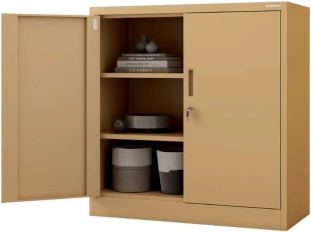 JAN NOWAK Aktenschrank BEATA mit Flügeltüren, abschließbar, Beige, H: 93 cm, B: 90 cm, T: 40 cm - Bild 1