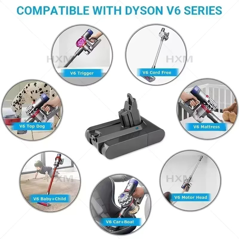 Ersatzakku für Dyson V6 Modelle DC58 DC59 SV03 SV05 DC62 Animal DC72 mit 12800mAh und 21,6V - Bild 4