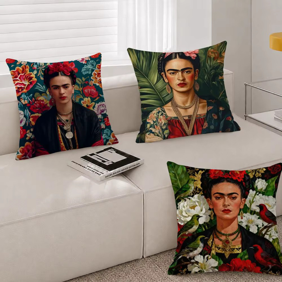Artist Kissenbezug F-Frida K-Kahlo aus Leinen in Natur und Multicolour, quadratisch, Breite: 30 cm, Höhe: 30 cm - Bild 2