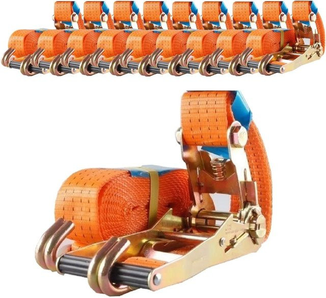 TRUTZHOLM 10er Set Profi Ratschen Spanngurte in Orange, 2-teilig, Länge: 6 m, Tragkraft: 4 t - Bild 1