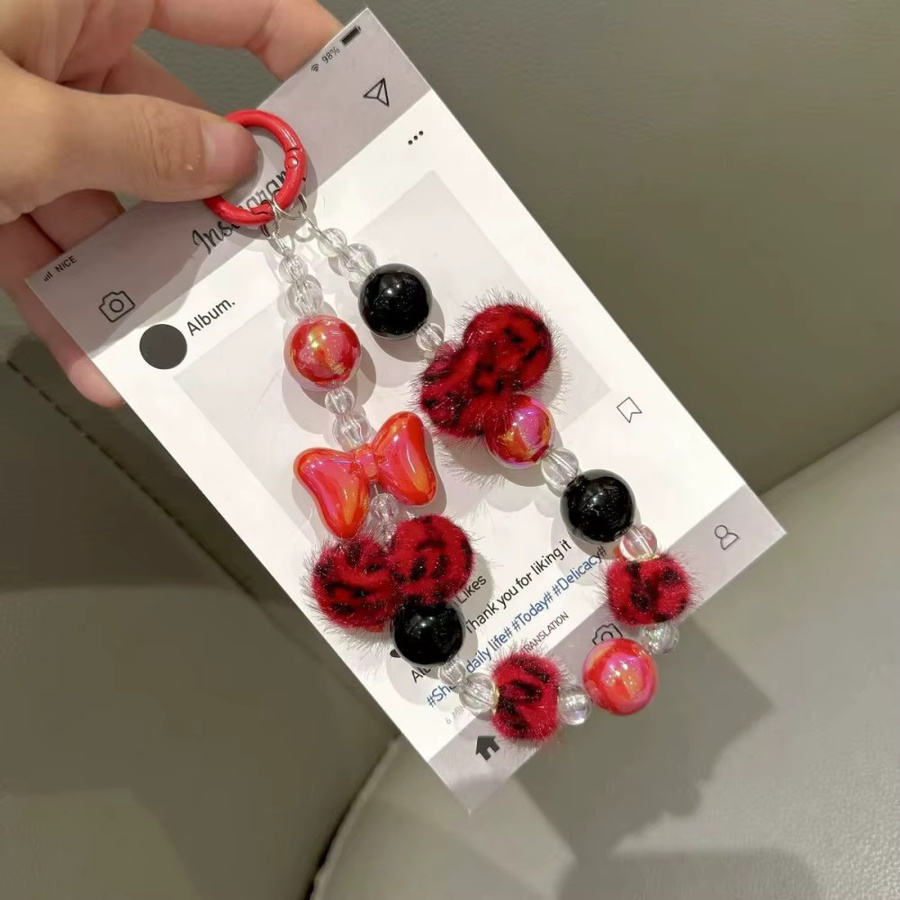 Caynes Telefon Lanyard Kette, Perlen, Herz, Kristall, Anhänger - Bild 2