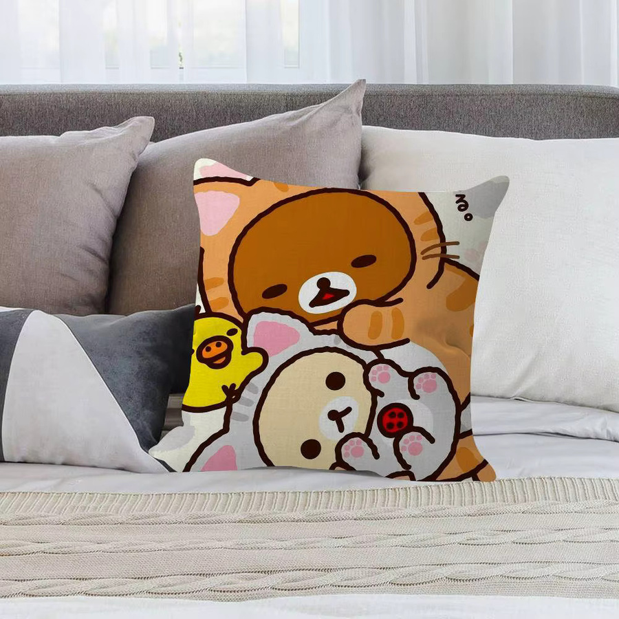 Beast Kingdom Rilakkuma Kissenbezug mit Cartoon-Anime-Print, quadratisch, Mehrfarbig, Breite: 30 cm, Höhe: 30 cm - Bild 3
