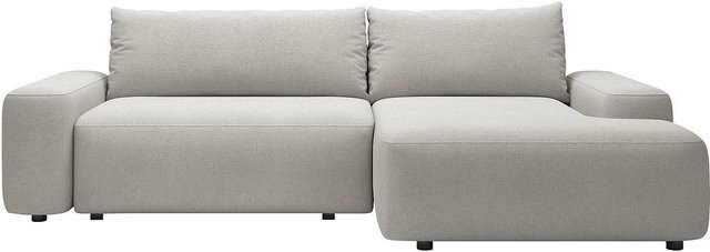 Vente-unique Schlafsofa Daviso in Hellgrau mit L-Form und Polsterung - Bild 1