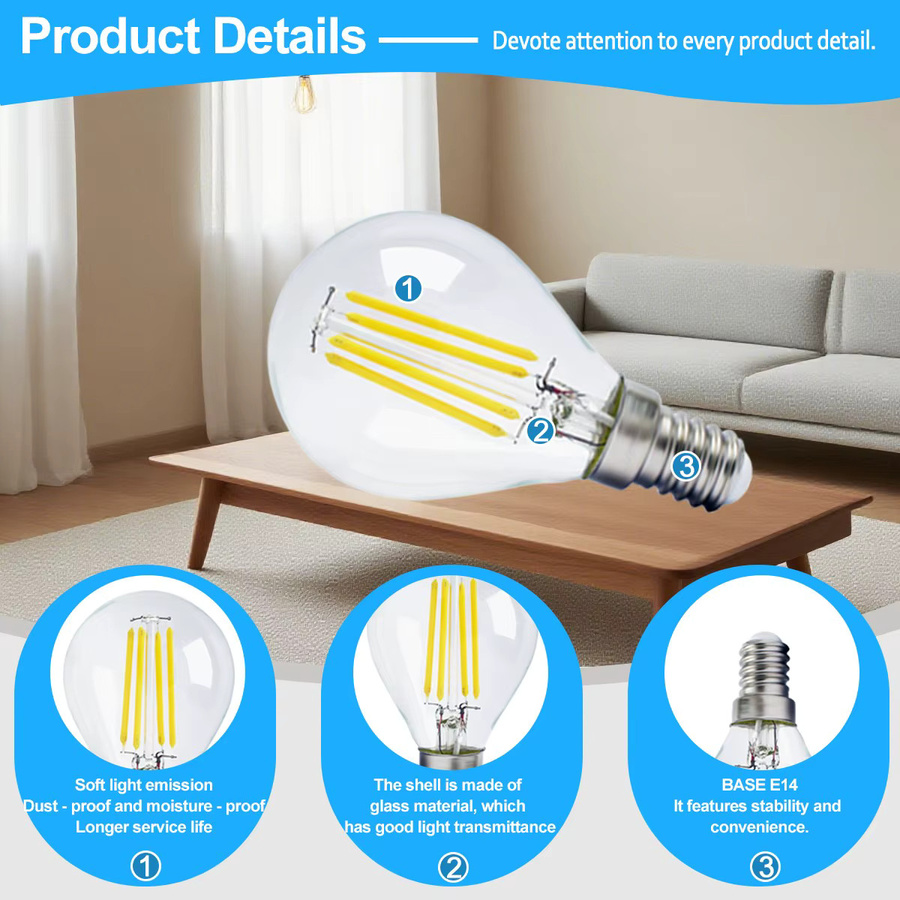 2er-Set Retro Edison Glühbirnen Filament Vintage Glühlampen transparent warmweiß E27 E14 B22 - Bild 3