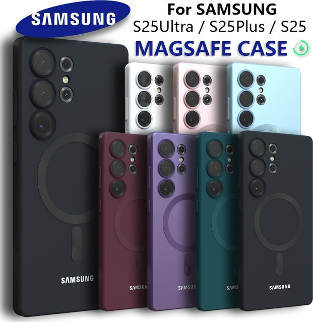 Luxuriöse Silikon-Schutzhülle mit MagSafe und Kameralinsenschutz für Samsung Galaxy S25 Ultra, S25 Plus, S24, S23 und S21 FE in Rot - Bild 1
