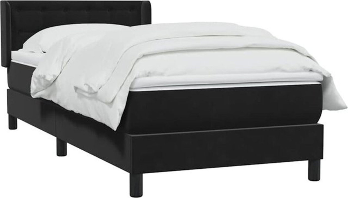Vidaxl Boxspringbett mit Matratze aus Samt in Schwarz, B/T/H: 90 x 210 cm - Bild 1
