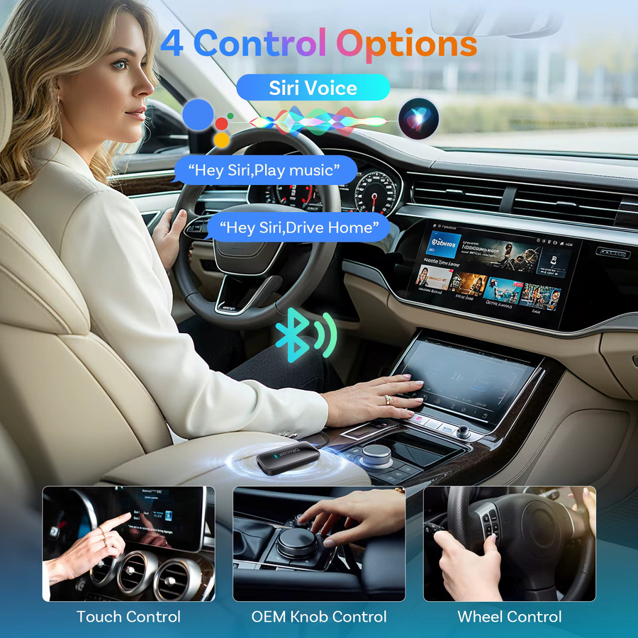 Ottocast Play2Video Ultra Mini WiFi6 AI Box Carplay Adapter mit Android Auto und App-Installation für Audi, Schwarz - Bild 5