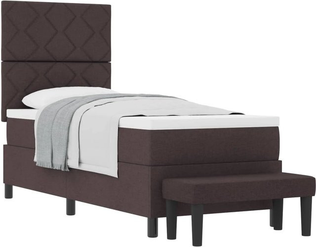 vidaXL Boxspringbett mit Matratze in Dunkelbraun, B/T/H: 80 x 200 x 140 cm - Bild 1