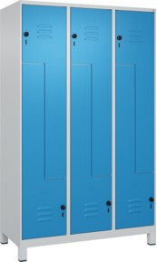 C+P Classic PLUS Z-Spind mit 6 Fächern, Füße, Sicherheits-Drehriegel, Grau/Blau, B/T/H: 120 x 50 x 195 cm - Bild 1