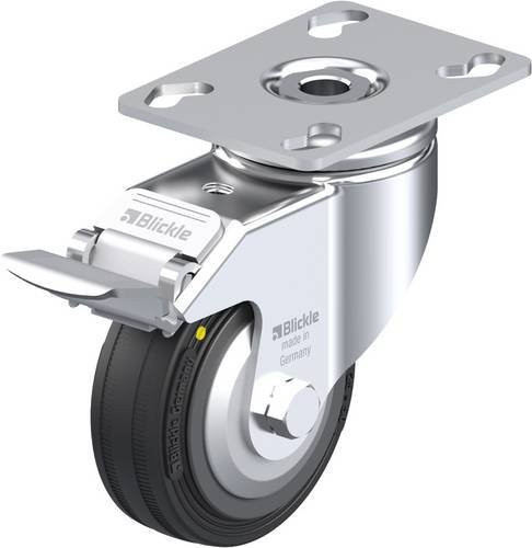 Blickle Lenkrolle LKPA-VPA 80K-FI-EL-FA mit Feststeller in Schwarz und Silber, Rad-Durchmesser: 80 mm, Tragfähigkeit: 60 kg - Bild 1