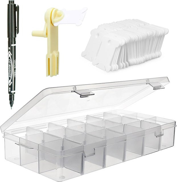JAY HOME Stickgarn-Organizer aus Kunststoff mit 18 Fächern, transparent, inklusive Garnwickler und Markierer - Bild 1
