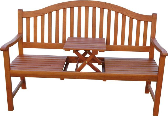 Garden Pleasure Bank Phuket 3-Sitzer Gartenbank aus behandeltem Hartholz mit Armlehnen in Braun - Bild 1