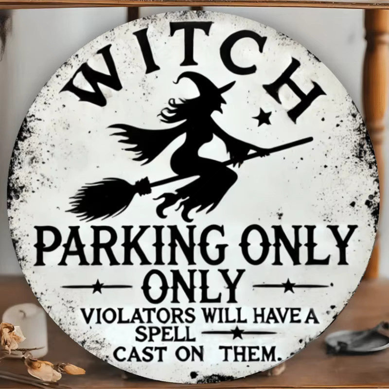 Potdemiel Vintage Witch Parking Only Metallschild rund, Durchmesser: 20,3 cm - Bild 4