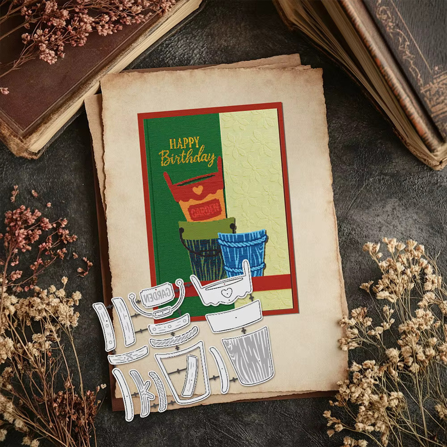 Schablonen aus Kohlenstoffstahl im Bucket-Design für DIY-Scrapbooking und dekorative Prägung in verschiedenen Formen - Bild 2