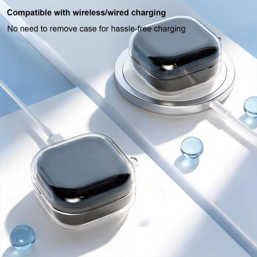 Samsung Galaxy Buds 4 Pro Schutzhülle aus transparentem TPU inklusive Schlüsselanhänger und Reinigungsstift - Bild 2