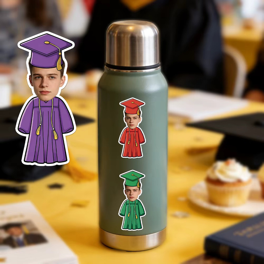 WEIGAO Personalisierte Abschlussaufkleber mit eigenem Foto Jahrgang 2026, bunte DIY-Scrapbook-Etiketten für die Abschlussfeier-Dekoration - Bild 5