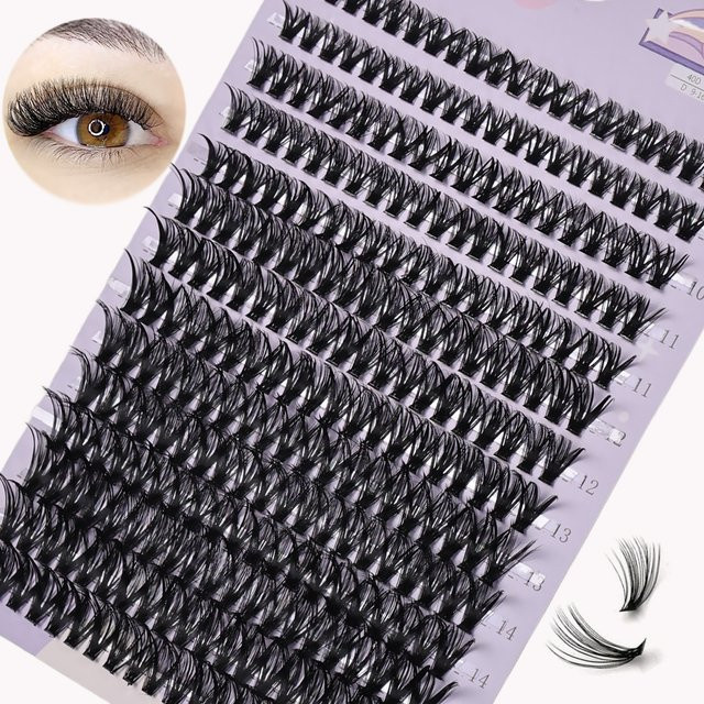 JIEFUXIN Cluster-Wimpernverlängerung, 280 Stück, 40D Mix, 9–16 mm - Bild 1