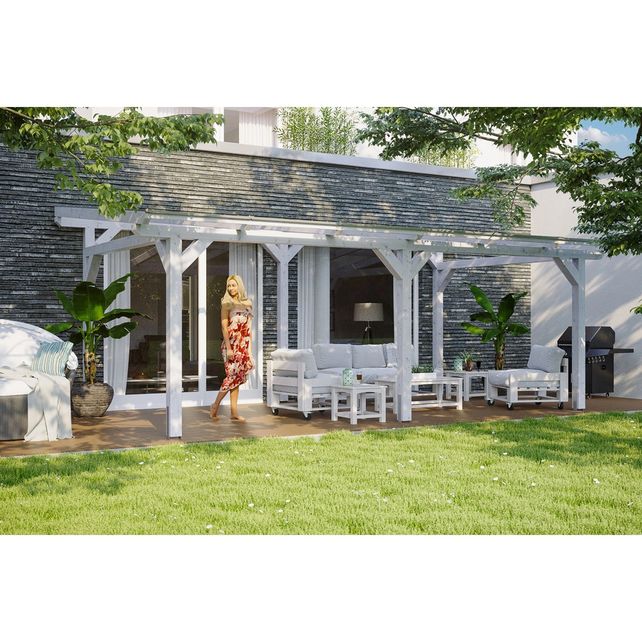 Skan Holz Terrassenüberdachung Siena in Weiß mit Polycarbonat-Dach, B/T/H: 648 x 350 cm - Bild 2