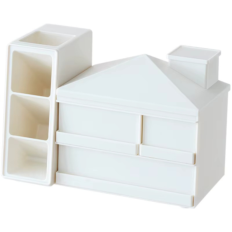 Kreativer Stifthalter in Hausform als Aufbewahrungsbox für Markierungsstifte, Blau-Weiß, Kunststoff - Bild 2