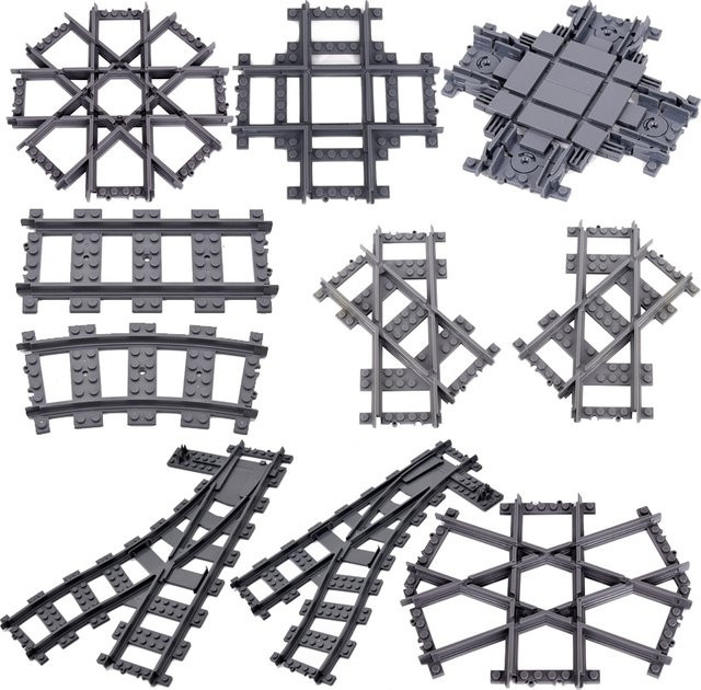 Mitty City Train Rail Crossing Flexible Tracks Building Block Bricks - Bild 1