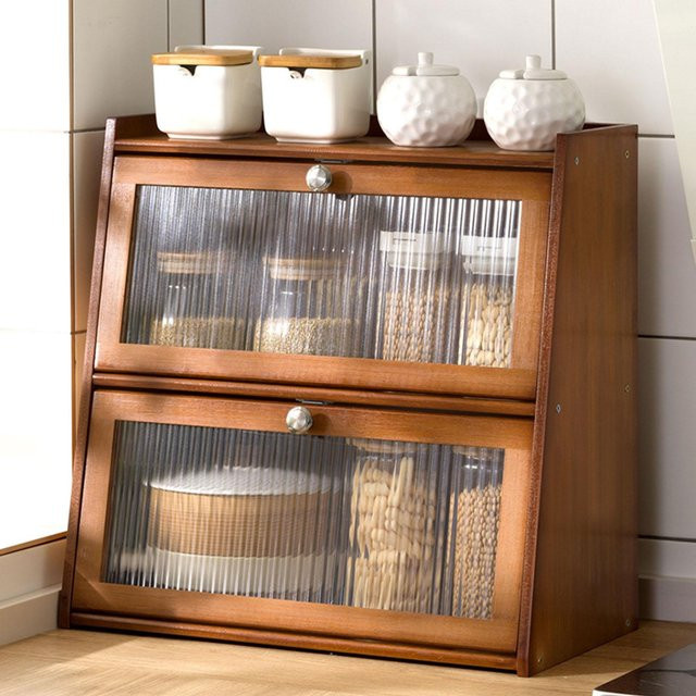 Aimo Gewürzorganizer aus Bambus mit Tür und 3 Ebenen, braun, B/T/H: 40 x 28 x 50 cm - Bild 1