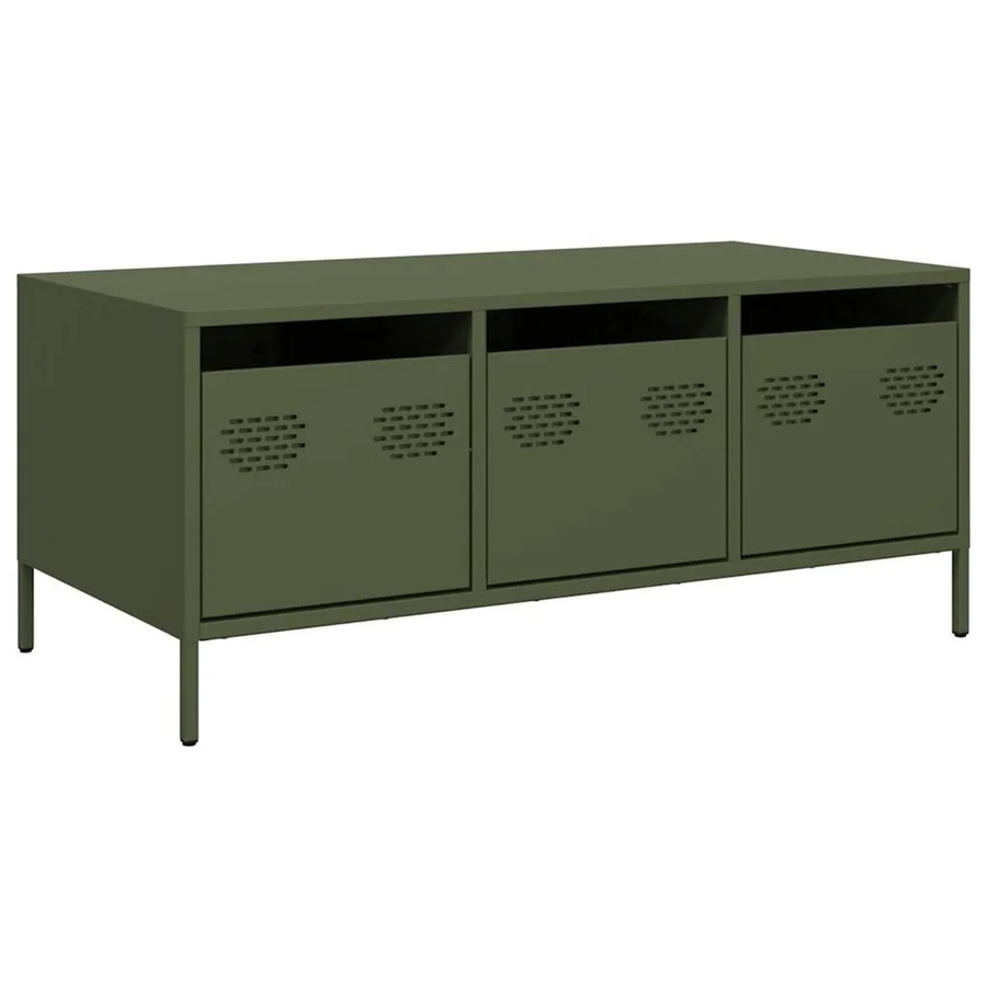 vidaXL Couchtisch aus kaltgewalztem Stahl in Olivgrün im Industrie-Stil, B/T/H: 101,5 x 50 x 43,5 cm - Bild 2