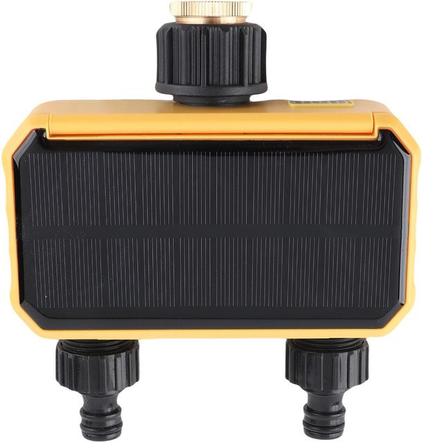 Solar Bewässerungstimer mfySpace mit 2 Ausgängen, automatischer Zeitschaltung und Regensensor, Gelb - Bild 1
